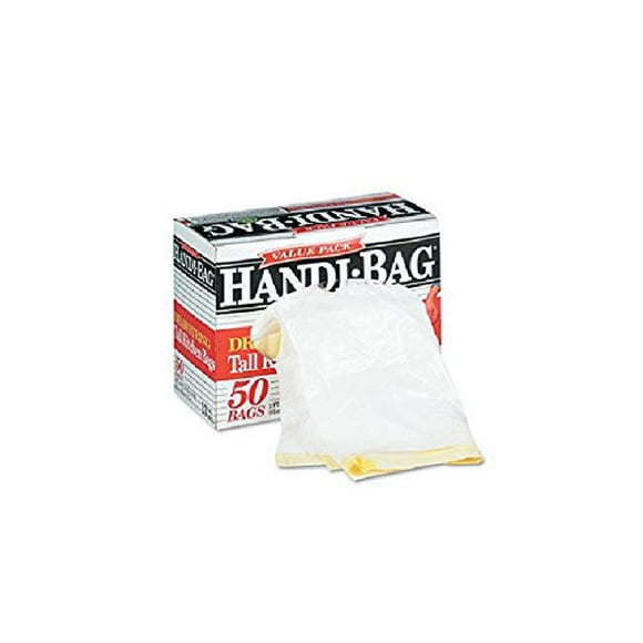 Box of 100 Webster GIDDS-881400 White Handi-Bag HAB6FK100 Super Value Pack 1 FT x 11 in 13 Gallon,0.6 Milliliters 